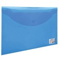 Папка-конверт с кнопкой BRAUBERG, А4, до 100 листов, прозрачная, синяя, 0,15 мм, 221637 221637