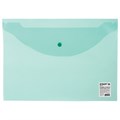 Папка-конверт с кнопкой STAFF, А4, до 100 листов, прозрачная, зеленая, 0,12 мм, 225171 225171
