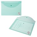 Папка-конверт с кнопкой STAFF, А4, до 100 листов, прозрачная, зеленая, 0,12 мм, 225171 225171