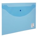 Папка-конверт с кнопкой STAFF, А4, до 100 листов, прозрачная, синяя, 0,12 мм, 224623 224623