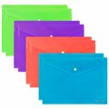 Папка-конверт с кнопкой А4, КОМПЛЕКТ 8 шт., яркие неоновые цвета ассорти, BRAUBERG "NEON", 272871 272871