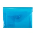 Папка-конверт с кнопкой МАЛОГО ФОРМАТА (74х105 мм), А7 (для дисконтных, банковских карт, визиток) прозр, синяя, 0,18 мм, BRAUBERG, 227323 227323