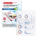 Папки-файлы перфорированные А4 BRAUBERG "STANDARD", КОМПЛЕКТ 100 шт., гладкие, 40 мкм, 229661 229661