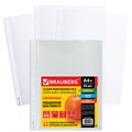 Папки-файлы перфорированные А4+ BRAUBERG, КОМПЛЕКТ 50 шт., матовые, СВЕРХПРОЧНЫЕ, 100 мкм, 225219 225219