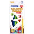 Карандаши цветные BRAUBERG PREMIUM, 12 цветов, трехгранные, грифель 3 мм, 181661 181661