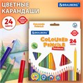 Карандаши цветные BRAUBERG PREMIUM, 24 цвета, трехгранные, грифель 3 мм, 181663 181663