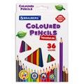 Карандаши цветные BRAUBERG PREMIUM, 36 цветов, трехгранные, грифель 3,3 мм, натуральное дерево, 181654 181654