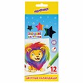 Карандаши цветные ЮНЛАНДИЯ "ЗАБАВНЫЕ КАРТИНКИ", 12 цветов, шестигранные, грифель 3 мм, натуральное дерево, 181643 181643