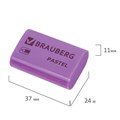 Ластик BRAUBERG "Pastel", 37х24х11мм, ассорти пастельных цветов, экологичный ПВХ, 229582 229582