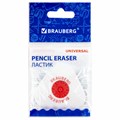 Ластик BRAUBERG "Universal", 45х45х10 мм, белый, треугольный, красный пластиковый держатель, 222473 222473