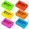Ластики BRAUBERG NEON SOFT НАБОР 12 штук, размер ластика 31х20х10 мм, экологичный ПВХ, 271339 271339