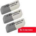 Набор ластиков BRAUBERG "Assistant" 3 шт., 41х14х8 мм, серо-белые, прямоугольные, скошенные края, 222463 222463