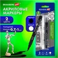 Маркеры акриловые для рисования и хобби, 2 цвета ЧЕРНЫЙ/БЕЛЫЙ, линия 0,7-1 мм, BRAUBERG ART, 152527 152527