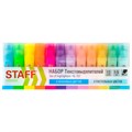 Набор текстовыделителей 12 ЦВЕТОВ, STAFF EVERYDAY HL-707, 6 неоновых цветов + 6 пастельных цветов, линия 1-5 мм, скошен. наконечник, 152552 152552