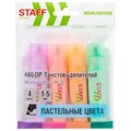 Набор текстовыделителей 4 ПАСТЕЛЬНЫХ ЦВЕТА, STAFF "EVERYDAY HL-707", линия 1-5 мм, скошенный наконечник, 152549 152549