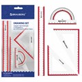 Набор чертежный большой BRAUBERG "Crystal" (линейка 30 см, 2 угольника, транспортир), выделенная шкала, 210297 210297