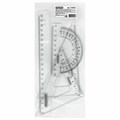 Набор чертежный средний ПИФАГОР (линейка 20 см, 2 треугольника, транспортир), прозрачный, бесцветный, пакет, 210627 210627