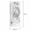Набор чертежный средний ПИФАГОР (линейка 20 см, 2 треугольника, транспортир), прозрачный, бесцветный, пакет, 210627 210627
