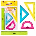 Набор чертежный средний ЮНЛАНДИЯ "Color", (линейка 20 см, 2 треугольника, транспортир), 210755 210755