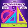Набор чертежный средний ЮНЛАНДИЯ "Color", (линейка 20 см, 2 треугольника, транспортир), 210755 210755