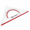 Треугольник пластиковый, угол 45, 13 см, BRAUBERG "Crystal", с транспортиром, прозрачный, с выделенной шкалой, 210293 210293