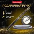 Ручка подарочная шариковая BRAUBERG "Larghetto", СИНЯЯ, корпус черный с хромированными деталями, линия письма 0,5 мм, 143476 143476