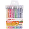 Ручки гелевые BRAUBERG "Jet", НАБОР 10 ЦВЕТОВ, узел 0,7 мм, линия письма 0,5 мм, 141038 141038