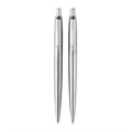 Набор PARKER "Jotter Stainless Steel CT": шариковая ручка синяя и механический карандаш, 2093256 143359