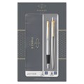 Набор PARKER "Jotter Stainless Steel GT": шариковая ручка синяя и перьевая ручка, 2093257 143360