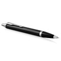 Ручка шариковая PARKER "IM Core Black Lacquer CT", черный глянцевый лак, детали хром, синяя, 1931665 142530