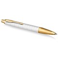 Ручка шариковая PARKER "IM Premium Pearl GT", жемчужный лак, позолота, синяя, 2143643 143854