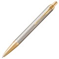 Ручка шариковая PARKER "IM Premium Warm Silver GT", корпус матовое серебро, позолота, синяя, 1931687 142509