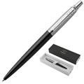 Ручка шариковая PARKER "Jotter Core Bond Street Black CT", корпус черный, детали хром, синяя, 1953184 142381