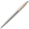 Ручка шариковая PARKER "Jotter Core Stainless Steel GT", корпус серебро, позолота, синяя, 1953182 142376