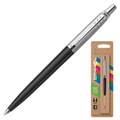 Ручка шариковая PARKER "Jotter Plastic CT", корпус черный, детали нержавеющая сталь, блистер, синяя, 2096873 143368