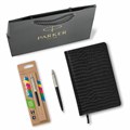 Ручка шариковая PARKER "Jotter Plastic CT", корпус черный, ежедневник А5 черный, золотой срез, пакет, 880894 880894