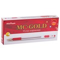 Ручка шариковая масляная с грипом MUNHWA "MC Gold", КРАСНАЯ, корпус прозрачный, узел 0,5 мм, линия письма 0,3 мм, BMC-03 142779