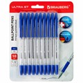 Ручки шариковые с грипом BRAUBERG "ULTRA GT", НАБОР 10 ШТУК, СИНИЕ, линия 0,5 мм, блистер, 144056 144056