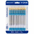 Ручки шариковые с грипом BRAUBERG "X-ONE", НАБОР 10 ШТУК, СИНИЕ, корпус прозрачный, узел 0,5 мм, линия письма 0,35 мм, 143990 143990