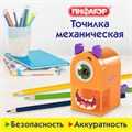 Точилка механическая ПИФАГОР "Монстрик", корпус оранжевый, для чернографитных и цветных карандашей, 228477 228477