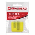 Точилка BRAUBERG "Chief", 2 отверстия для чернографитных и цветных карандашей, с контейнером, с крышкой, ассорти, 226942 226942