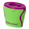 Точилка BRAUBERG "Mix Dual", 2 отверстия для чернографитных карандашей (в том числе утолщенных), с контейнером, корпус ассорти, 228449 228449