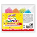 Точилка ЮНЛАНДИЯ "Карандашик" с контейнером и ластиком 2 в 1, НАБОР 4 ШТУКИ, 272508 272508
