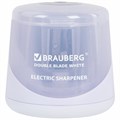 Точилка электрическая BRAUBERG DOUBLE BLADE WHITE, двойное лезвие, питание от 2 батареек, 271337 271337