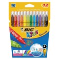 Фломастеры BIC "Kid Couleur", 12 цветов, суперсмываемые, вентилируемый колпачок, европодвес, 9202932 150647