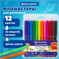 Фломастеры BRAUBERG "АКАДЕМИЯ", 12 цветов, вентилируемый колпачок, ПВХ упаковка, 151411 151411