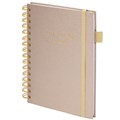 Бизнес-тетрадь на гребне А5 148х216мм BRAUBERG Calipso под кожу, резинка, клетка, 80л, бежевый, 116254 116254