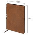 Блокнот А5 (140х200 мм), BRAUBERG "NEBRASKA", под кожу, 80 л., линия, коричневый, 113412 113412
