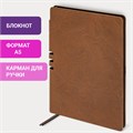 Блокнот А5 (140х200 мм), BRAUBERG "NEBRASKA", под кожу, 80 л., линия, коричневый, 113412 113412