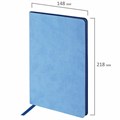 Блокнот А5 (148x218 мм), BRAUBERG "Metropolis Mix", под кожу, 80 л., клетка, голубой, 111040 111040